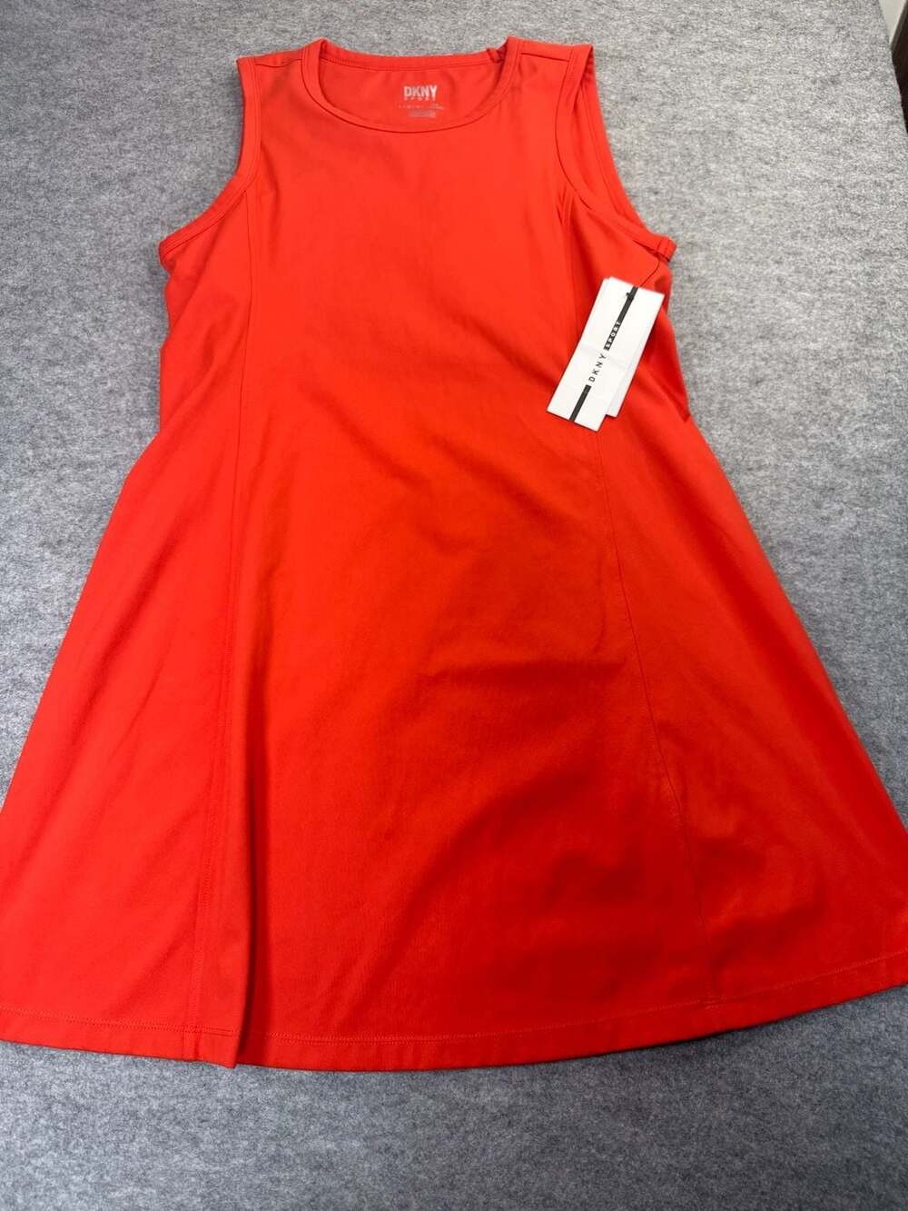 DKNY Sport Dress Size L Orange Sleeveless Activewear Mini Athletic